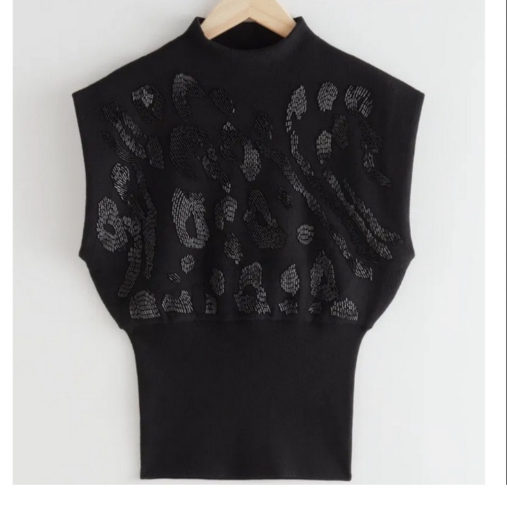 Stockholm Atelier & Other Stories Black Sleeveless Sculptural Knit Top New Sz M - Picture 4 of 7